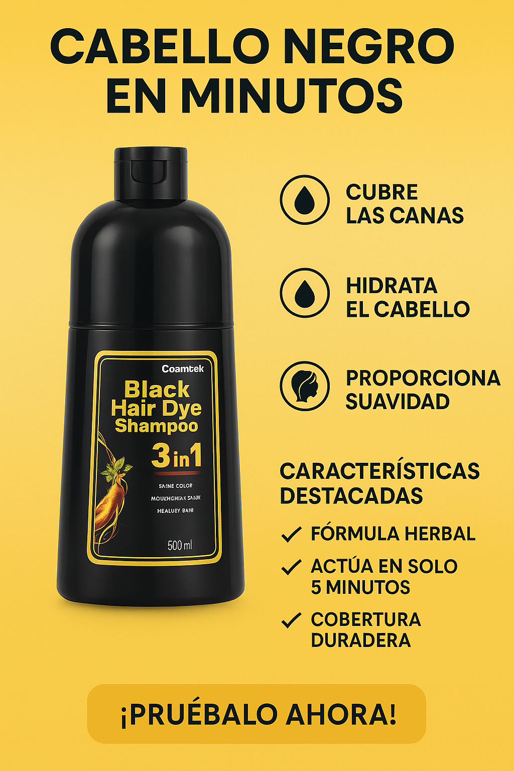 SHAMPOO CUBRE CANAS (TINTE NEGRO)