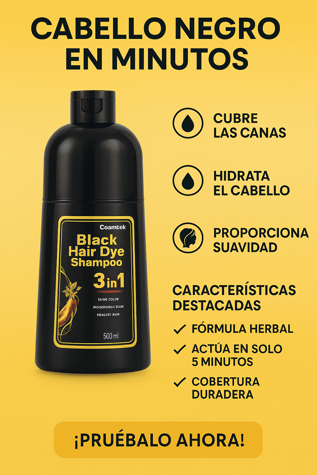 SHAMPOO CUBRE CANAS (TINTE NEGRO)