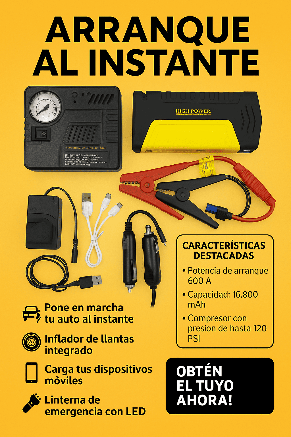 Jumper vehiculo + compresor (todo en 1)
