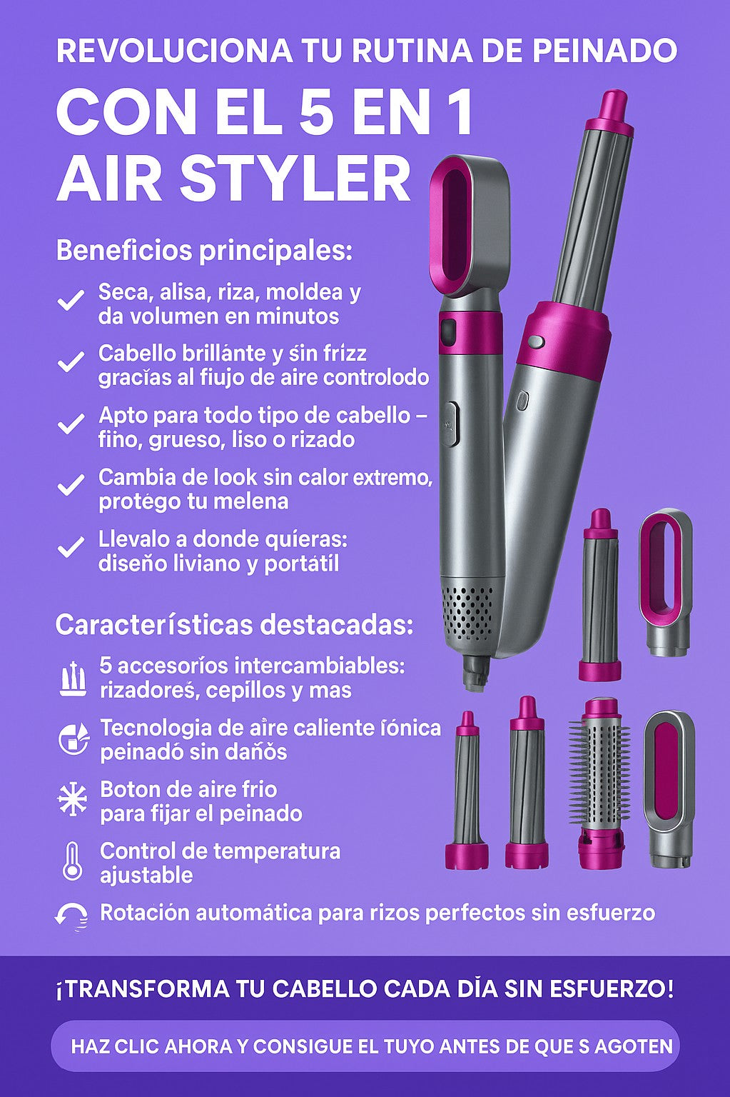 Cepillo con 5 funciones en 1